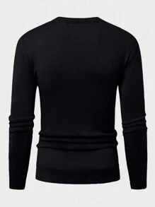 SHEIN Cottnline Suéter masculino clássico texturizado de malha slim fit - Cinza escuro - Ver 2