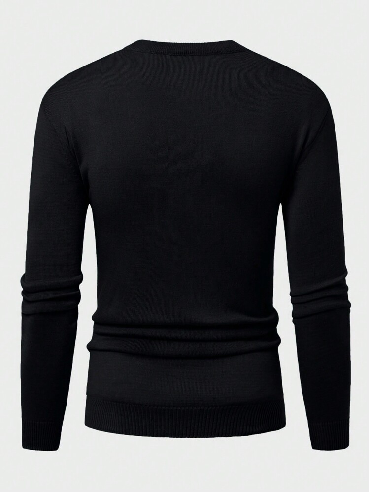 SHEIN Cottnline 男式经典纹理针织修身毛衣 - 深灰色 - 查看 2