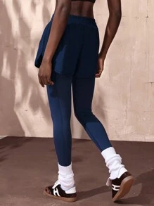 VARSITIE 女士海军蓝高腰紧身运动紧身裤 - 藏蓝色 - 查看 2