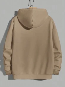 EURMUSE Men's Letter Print Casual Hoodie Sweatshirt - Camel - View 2