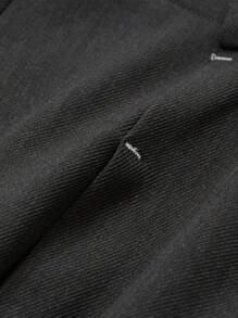 DAZY 纯色宽松阔腿裤带口袋，休闲商务女士西装裤，女士正装裤 - 灰色 - 查看 9