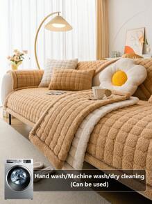 1 chiếc đệm ghế sofa chần bông màu trơn sang trọng, ấm áp mùa đông, thân thiện với vật nuôi, chống trượt, không bẩn, có thể giặt bằng máy, vỏ bọc ghế sofa đơn 2 chỗ ngồi, 3 chỗ ngồi, 4 chỗ ngồi - Màu Khaki - Xem 3