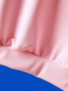 Tobefonseca Tween 女童休闲炸鸡印花厚圆领长袖运动衫，适合秋冬季、节日、新年、感恩节 - 粉色 - 查看 5