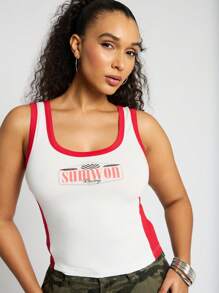 SUMWON WOMEN Street Graphic Contrast Tank Top