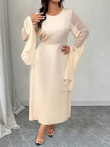 SHEIN Clasi Robe longue élégante de couleur champagne pour femmes, pour l'automne