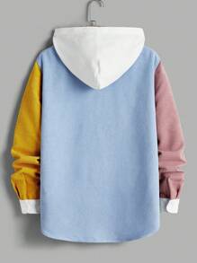 Manfinity VCAY 2 Pieces Men's Woven Slim Fit Drop Shoulder Contrast Color Splicing Long Sleeve Shirt Set, Suitable For Everyday Wear - Multicolor - View 8