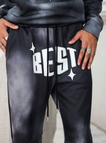 Manfinity Roghcode Men's Autumn Letter Print Long Sleeve Drawstring Hoodie And Sweatpants Casual Tracksuit Set - Multicolor - View 8