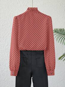 Chiquease 女士圆点长袖简约时尚休闲衬衫 - 粉色 - 查看 2