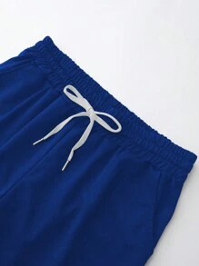 Manfinity LEGND Men's Cross Print Drawstring Waist Pocket Casual Sweatpants - Blue - View 5