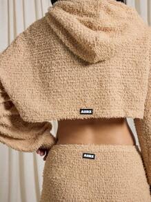 AiiRZ Fluffy Oversized Hoodie And Maxi Skirt Co Ord - Khaki - View 5