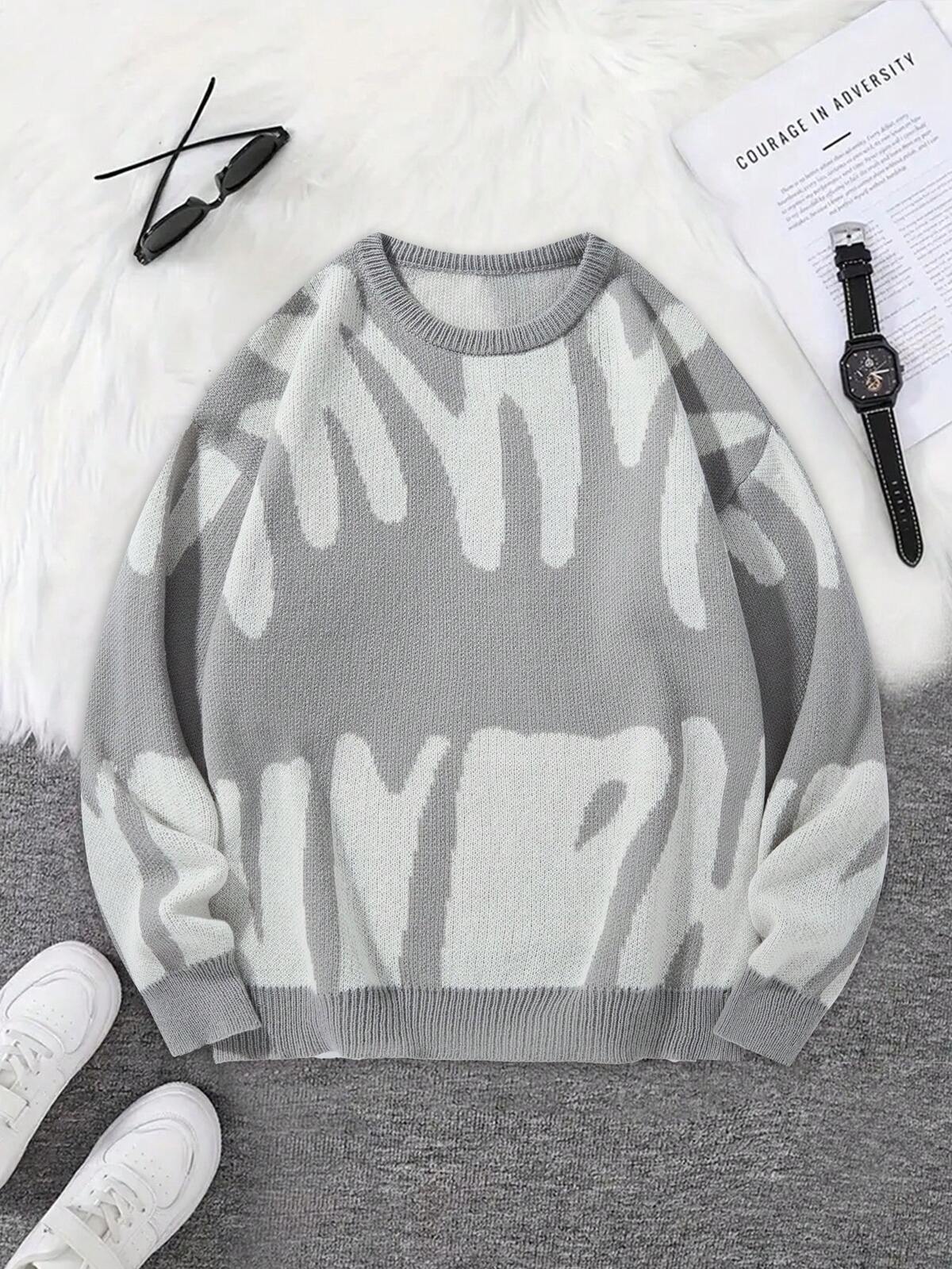 Manfinity Hypemode Pull décontracté à col rond, manches longues avec détail graphique, pour l'automne et l'hiver 4