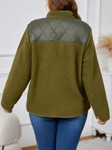 SHEIN LUNE Chaqueta de manga larga y corte holgado con cremallera para mujer de talla grande, para otoño/invierno