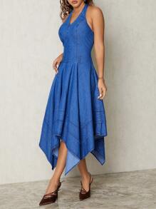 SHEIN SXY Robe en jean à ourlet asymétrique pour femme