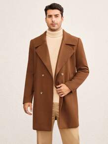Manfinity VCAY Men's Loose Fit Long Sleeve Casual Overcoat, Suitable For Autumn And Winter - Brown - View 4