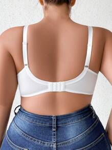 Sujetador lencería de talla grande con aros, panel de encaje de dos tonos y detalles de malla - Blanco - Ver 2