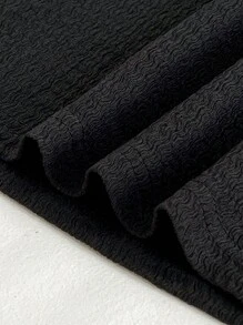 Celure 加大码女式优雅纯色蝙蝠袖侧开衩美人鱼连衣裙长款女装 - 黑色 - 查看 7