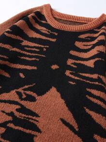 Manfinity EMRG Men's Skeleton Print Round Neck Casual Sweater, Autumn/Winter - Orange - View 4