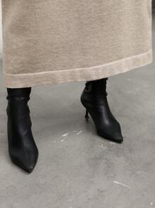 SHEIN LUNE Sukienka sweterkowa damska w jednolitym kolorze, z okrągłym dekoltem i długimi rękawami, w rozmiarze plus size, jesień/zima