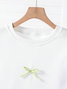 女童蝴蝶结腰带运动衫和粉色百褶裙两件套 - 玫紅色 - 查看 5