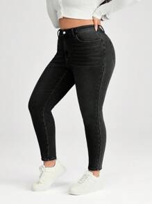 SHEIN ICON Plus Size Blue Stretchy Skinny Casual Jeans