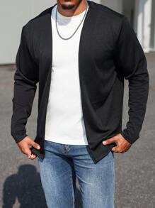 Manfinity Homme Plus Size Men's Solid Color Long Sleeve Simple Design Casual Shirt