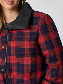 SHEIN EZwear 法式纯色短款夹棉黑色休闲外套 - 黑色 - 查看 7