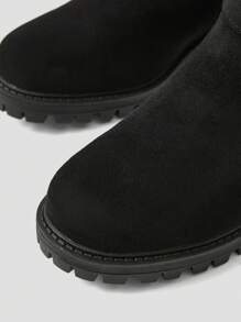 MOTF PREMIUM KNEE-HIGH BOOTS WITH COMFORTABLE BASE, SIMPLE FASHION ALL-MATCH BLACK STRIPE PATCHWORK DESIGN, VERSATILE FOR COMMUTING FOR CHRISTMAS AND NEW YEAR HOLIDAY VIBE FALL AND WINTER - Black - View 6