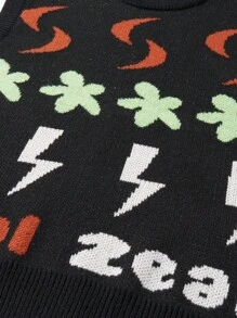 Manfinity Roghcode Chaleco de punto casual sin mangas con detalle estampado para hombre - Multicolor - Ver 4