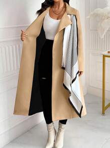 Celure Plus Size Autumn Casual Double-Breasted Coat For Commuting, For Winter - Khaki - View 6