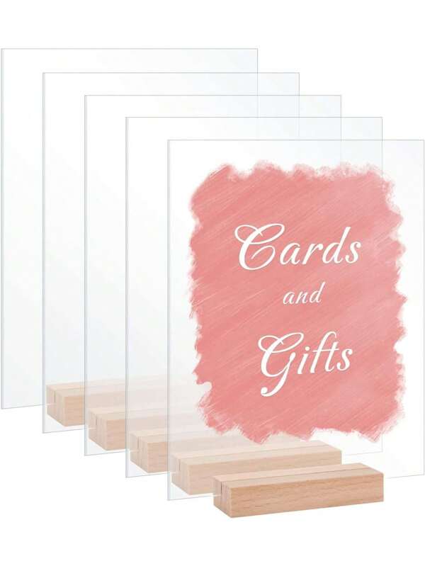 10PCS Transparent Rectangular Acrylic Card With Wooden Base, Wedding Party Guest List Seat Card, Blank Acrylic Board For Seat Logo, Suitable For Weddings, Banquets, Parties, Offices Valentine's Day, Valentines Wedding, Birthday,Easter,Wedding Items,Party Favors,Party Supplies,Party Supplies,Decorations,Halloween Decor,School Stuff