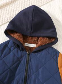 SHEIN Young Boys Casual Thermal Lined Thick Warm Stand Collar Padded Coat