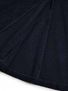 Celure 大码撞色蝴蝶结大衣，休闲时尚，适合日常穿着 - 藏蓝色 - 查看 4