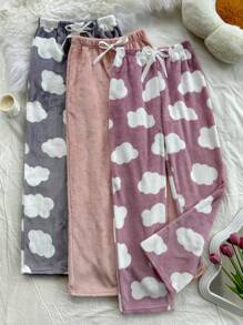 3件套女士毛绒云朵蓬松下装，秋冬季，秋冬服装