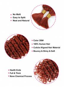 2pcs Braiding Hair Bulk No Weft Deep Wave Crochet Human Hair Solid Color 350# Virgin Human Hair Extension Knotless Braids Hair Extensions Halloween Costumes - S350 - View 4