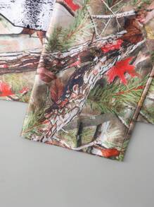 ROMWE MEN Street Life 男士树枝迷彩干木迷彩长袖平纹运动 T 恤，街头服饰 - 橘色 - 查看 4