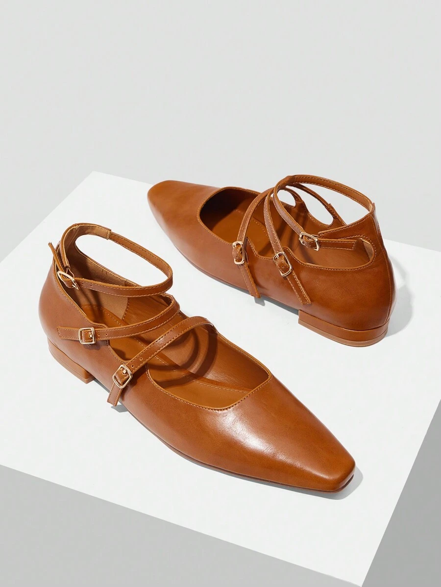 MOTF PREMIUM WOMEN CASUAL COMMUTER SOLID COLOR BUCKLE STRAP FLAT SHOES, FOR VALENTINE'S DAY