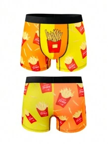 青少年男孩炸薯条图案休闲平角内裤 - 彩色 - 查看 1