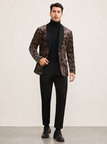 Manfinity VCAY Men's Woven Turndown Collar Long Sleeve Casual Blazer Jacket, Suitable For Autumn/Winter