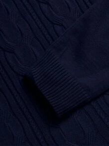 RueChic Men's Classic Cable Knit Sweater, Slim Fit - Navy Blue - View 5