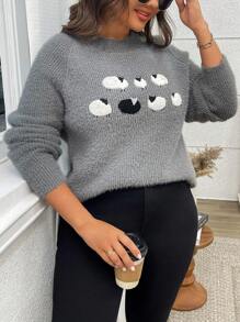 SHEIN LUNE Plus Size Simple & Fashionable Casual Everyday Pullover Sweater, For Winter Knit Pullover Fall Outfit