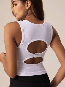 Lifespree Débardeur blanc sportif dos nu pour femme, design minimaliste unicolore, casual et  pour un usage quotidien