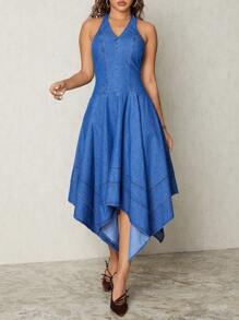 SHEIN SXY Robe en jean à ourlet asymétrique pour femme