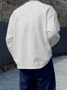 DAZY 男士休闲字母图案圆领长袖T恤，秋季