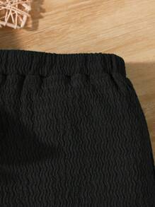 SHEIN Baby Girl Cute Solid Textured Sleeveless Top & Elastic Waist Wide Leg Pants Set, Summer