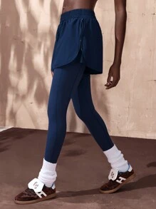 VARSITIE 女士海军蓝高腰紧身运动紧身裤 - 藏蓝色 - 查看 6