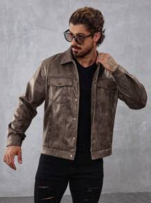 Manfinity CasualCool Men's Single-Breasted Utility Pocket Casual Jacket For Autumn