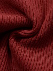 DAZY 女士纯色长袖立领休闲新款修身套头衫，适合秋季女装 - 紅色 - 查看 6