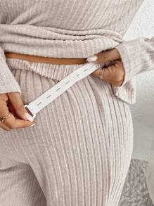 SHEIN 2pcs Pregnant Women Casual Set - Solid Color Round Neck Long Sleeve Asymmetric Hem T-Shirt And Adjustable Waist Pants, Autumn