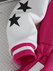 年轻女孩连帽长袖连体裤，休闲韩版，收腰，秋季 - 玫紅色 - 查看 3