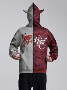 ROMWE MEN Street Life 1 pieza Sudadera con cremallera de estilo anime para hombre, adecuada para primavera y verano